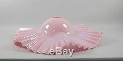 Massive 22 VETRI Pink Swirl Ruffled Art Glass Lamp Shade Light Fixture Murano