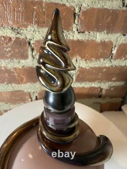 Mauve Pink Art Glass Perfume Bottle Metallic Accents Eric Bladholm 1/20 Large