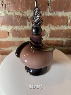 Mauve Pink Art Glass Perfume Bottle Metallic Accents Eric Bladholm 1/20 Large