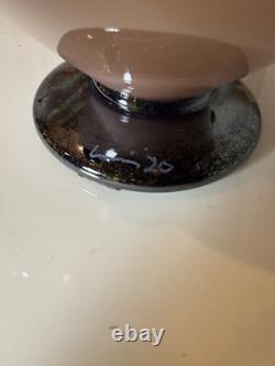 Mauve Pink Art Glass Perfume Bottle Metallic Accents Eric Bladholm 1/20 Large