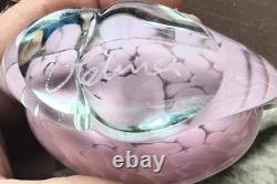 Mdina Glass VINTAGE & RARE SET of 5 Pc Mottled Pink Swirl Art Glass Vases 1970's