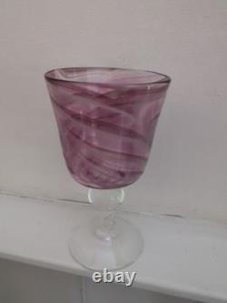Mdina Signed Pink Wine Goblet Glass