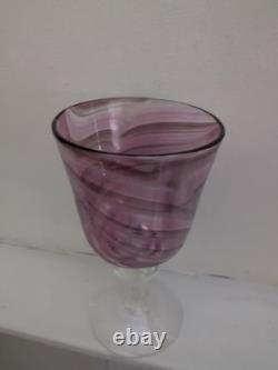 Mdina Signed Pink Wine Goblet Glass