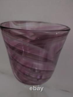 Mdina Signed Pink Wine Goblet Glass