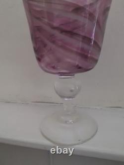 Mdina Signed Pink Wine Goblet Glass