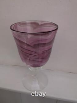 Mdina Signed Pink Wine Goblet Glass Mdina Signed Pink Wine Goblet Glass
