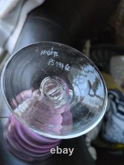 Mdina Signed Pink Wine Goblet Glass