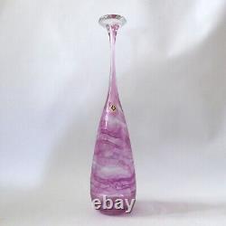 Michael Harris signed rare'73 Isle of Wight glass attenuated bottle Pink Swirls