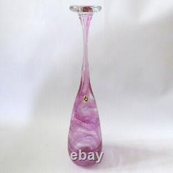 Michael Harris signed rare'73 Isle of Wight glass attenuated bottle Pink Swirls