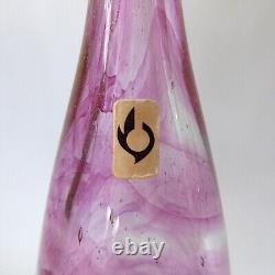Michael Harris signed rare'73 Isle of Wight glass attenuated bottle Pink Swirls