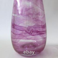 Michael Harris signed rare'73 Isle of Wight glass attenuated bottle Pink Swirls