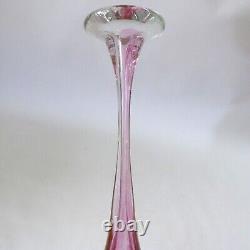 Michael Harris signed rare'73 Isle of Wight glass attenuated bottle Pink Swirls
