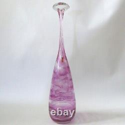 Michael Harris signed rare'73 Isle of Wight glass attenuated bottle Pink Swirls