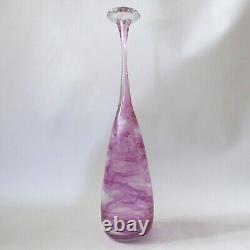 Michael Harris signed rare'73 Isle of Wight glass attenuated bottle Pink Swirls