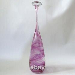 Michael Harris signed rare'73 Isle of Wight glass attenuated bottle Pink Swirls
