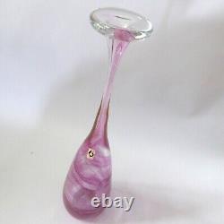 Michael Harris signed rare'73 Isle of Wight glass attenuated bottle Pink Swirls