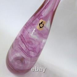 Michael Harris signed rare'73 Isle of Wight glass attenuated bottle Pink Swirls