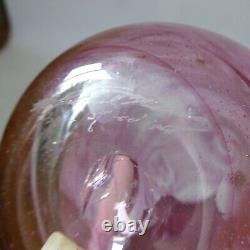 Michael Harris signed rare'73 Isle of Wight glass attenuated bottle Pink Swirls