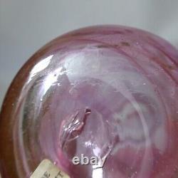 Michael Harris signed rare'73 Isle of Wight glass attenuated bottle Pink Swirls