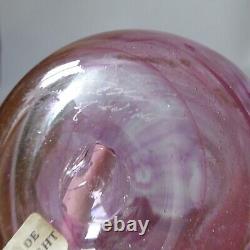 Michael Harris signed rare'73 Isle of Wight glass attenuated bottle Pink Swirls