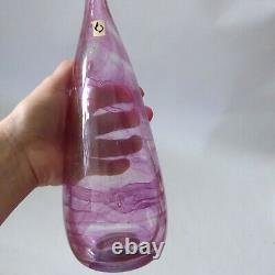 Michael Harris signed rare'73 Isle of Wight glass attenuated bottle Pink Swirls