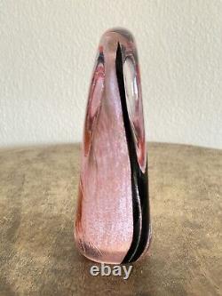 Michael Nourot Pink Glass Abstract Paperweight 1988 5.5H Art Glass