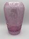 Michael Weems Frosted Pink Etched Art Glass Elise Tulip Vase 9