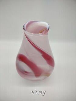 Michelle Kaptur Art Glass Vase Swirl Rose Pink White Artisan Bend Oregon Lovely