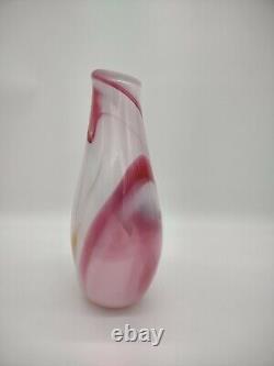 Michelle Kaptur Art Glass Vase Swirl Rose Pink White Artisan Bend Oregon Lovely