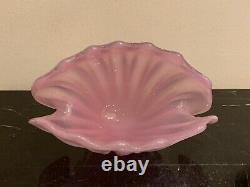 Mid Century Archimede Seguso Pink Murano Glass Tilted Clam Shell Bowl