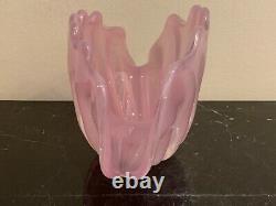 Mid Century Archimede Seguso Pink Murano Glass Tilted Clam Shell Bowl