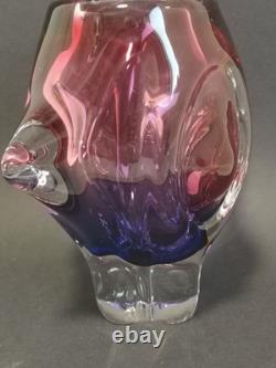 Mid Century Art Glass vase JOSEF HOSPODKA Chribska 8.25 Pink Purple