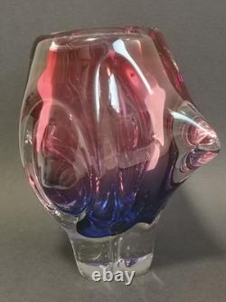 Mid Century Art Glass vase JOSEF HOSPODKA Chribska 8.25 Pink Purple