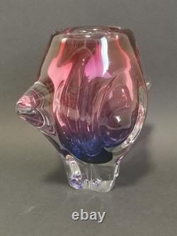 Mid Century Art Glass vase JOSEF HOSPODKA Chribska 8.25 Pink Purple