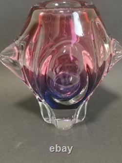 Mid Century Art Glass vase JOSEF HOSPODKA Chribska 8.25 Pink Purple