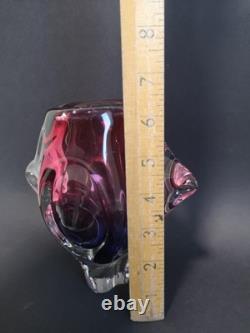 Mid Century Art Glass vase JOSEF HOSPODKA Chribska 8.25 Pink Purple