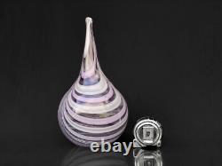 Mid-Century Atomic Sculpted Pink Art Glass Round Gourd Vase