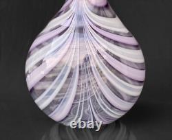 Mid-Century Atomic Sculpted Pink Art Glass Round Gourd Vase