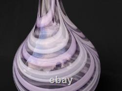 Mid-Century Atomic Sculpted Pink Art Glass Round Gourd Vase