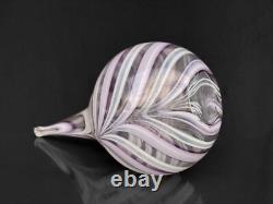 Mid-Century Atomic Sculpted Pink Art Glass Round Gourd Vase