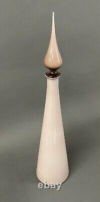 Mid Century Empoli Pink Cased Italian Art Glass Decanter Genie Bottle Large 24