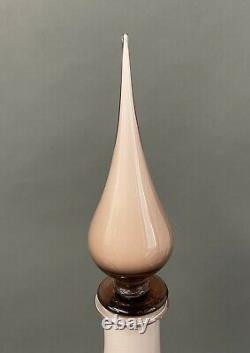 Mid Century Empoli Pink Cased Italian Art Glass Decanter Genie Bottle Large 24