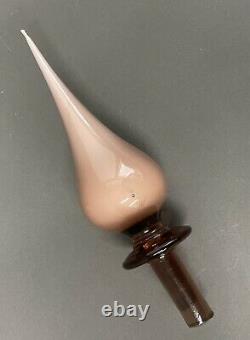 Mid Century Empoli Pink Cased Italian Art Glass Decanter Genie Bottle Large 24