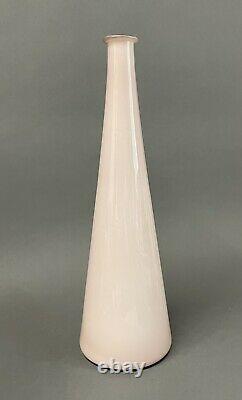 Mid Century Empoli Pink Cased Italian Art Glass Decanter Genie Bottle Large 24