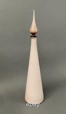 Mid Century Empoli Pink Cased Italian Art Glass Decanter Genie Bottle Large 24