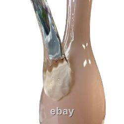Mid Century Handcrafted Italian Empoli Pink Art Glass Opaline Pitcher