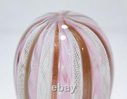 Mid Century Murano Italy Art Glass Pink Ribbon Design Paperweight Sculpture
