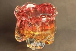 Mid-Century Pink, Amber Glass Bowl by Josef Hospodka, Chribska Glassworks, Czech