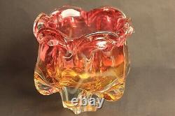 Mid-Century Pink, Amber Glass Bowl by Josef Hospodka, Chribska Glassworks, Czech