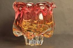 Mid-Century Pink, Amber Glass Bowl by Josef Hospodka, Chribska Glassworks, Czech